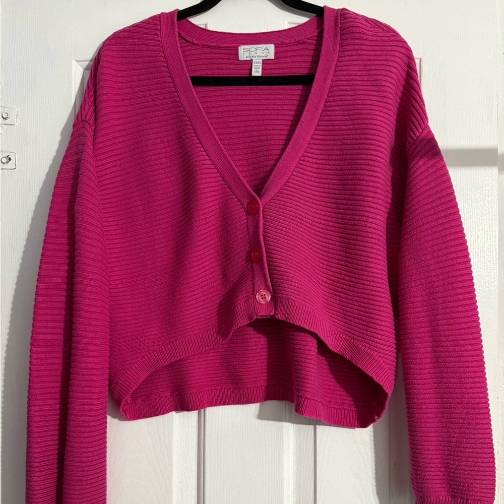 Sofia by Sofia Vergara Fuchsia V-Neck Cardigan